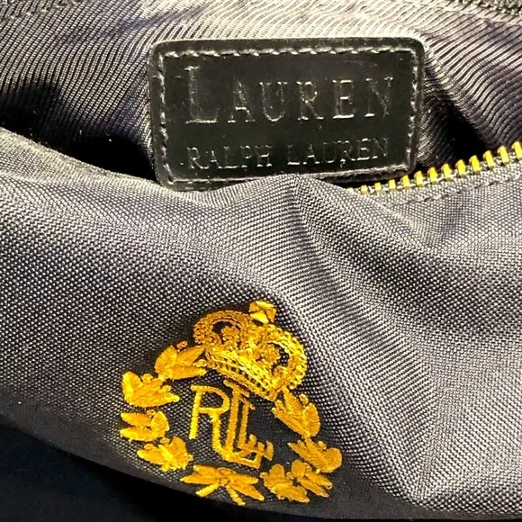 Black Tote Bag with Gold Emblem - Picture 7 of 8